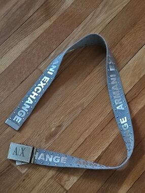 Armani Exchange Gray Logo Belt